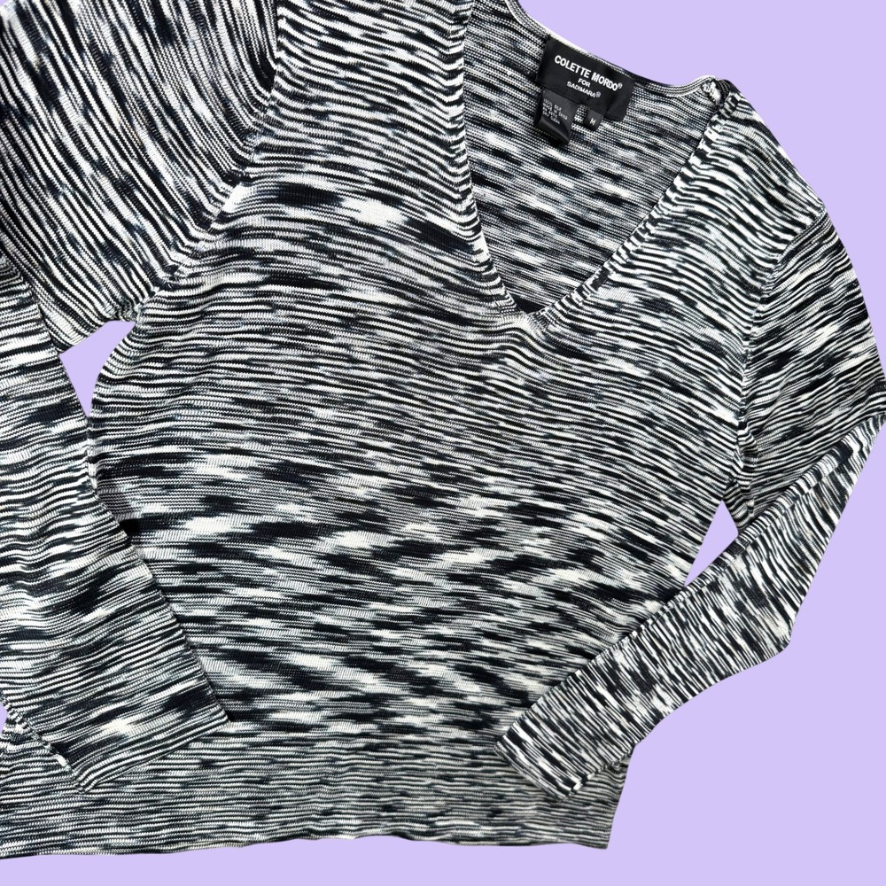 Colette Mordo For Sadimara Silk Knit Sweater Women M Space Dye Marled V Neck Top